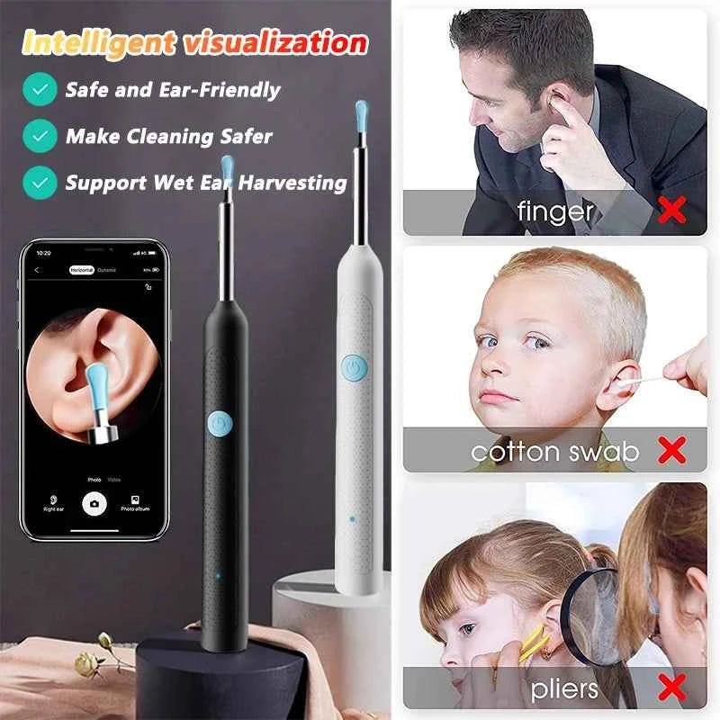 Visual Ear Wax Cleaner with Camera Safe Earwax Removal Endoscope with 5M Camera Luminous Otoscope Ear Cleaning Tools Ear Care – HD Camera, Wireless, LED Light, Smart Ear Cleaner