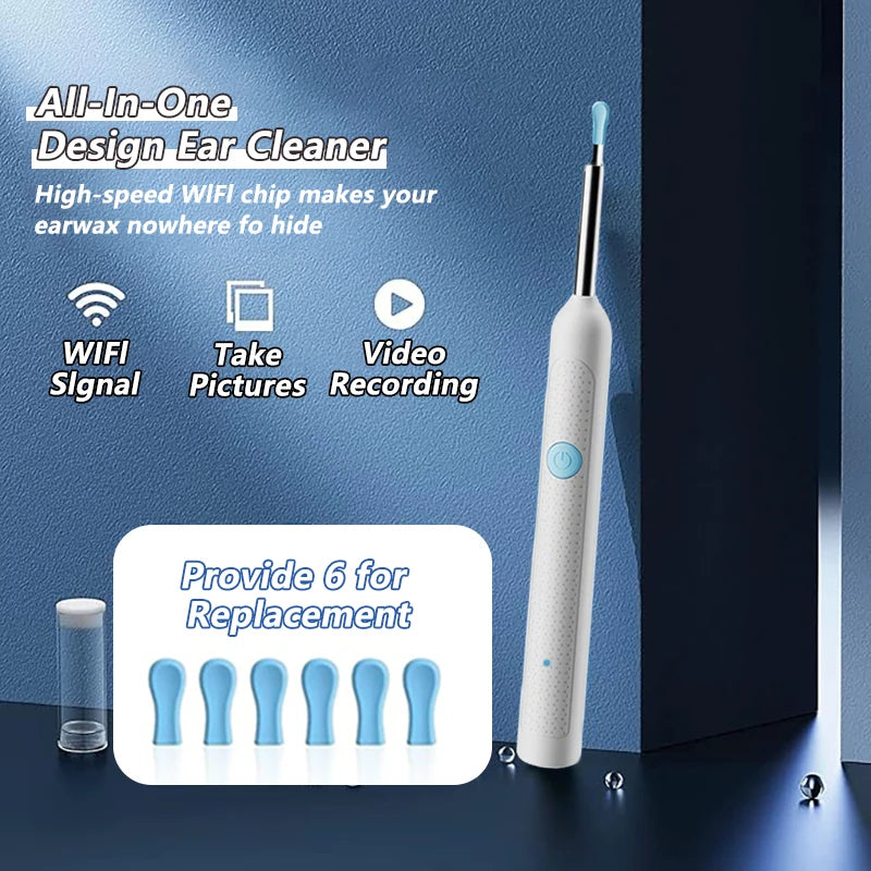 Visual Ear Wax Cleaner with Camera Safe Earwax Removal Endoscope with 5M Camera Luminous Otoscope Ear Cleaning Tools Ear Care – HD Camera, Wireless, LED Light, Smart Ear Cleaner - HNspire