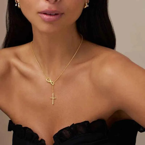 Minimalist Gold Cross Necklace – Stainless Steel Pendant Chain for Men & Women | Classic Faith Jewelry